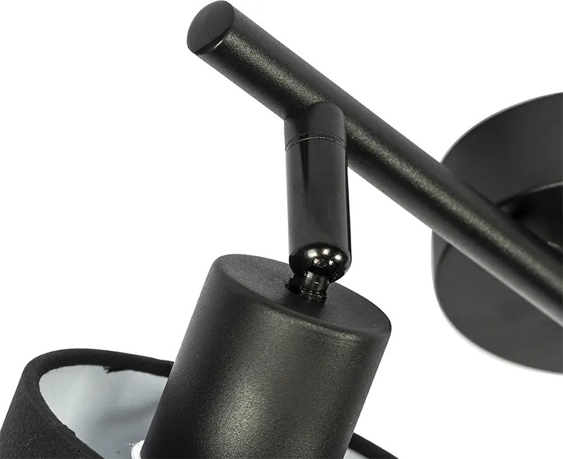 Spotlight de plafon negru cu abajur negru reglabil cu 2 lumini - Hetta