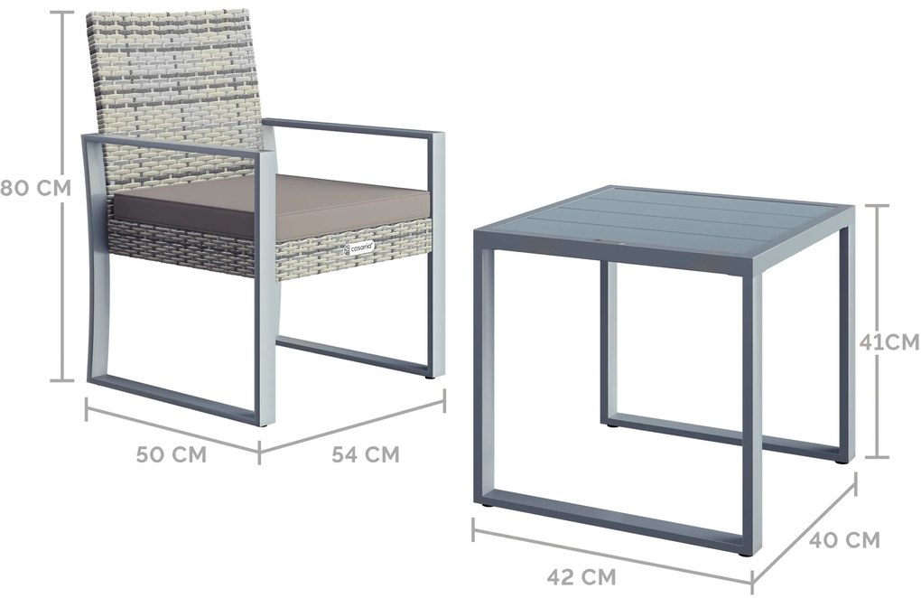 Deuba Set balcon rattan 1+2 - gri