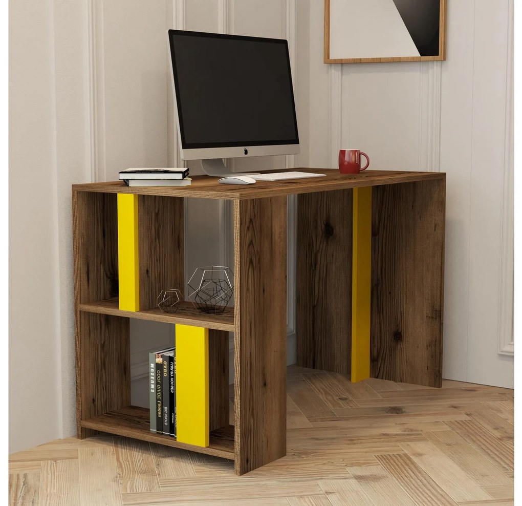 Masă PC Limba (Nuc + Galben). 1088800