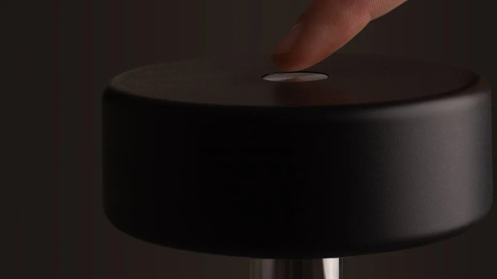 Lampa portabila cu baterii cu baza in forma de vaza AI design negru/ transparent