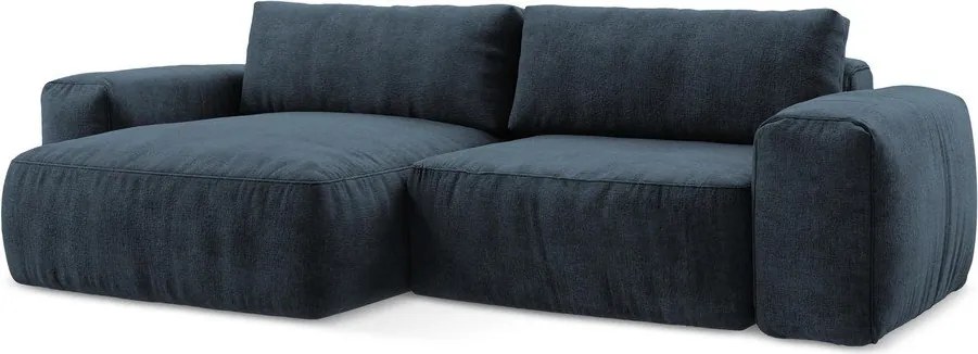 Colțar albastru închis extensibil cu tapițerie din chenille (cu colț pe partea stângă/cu șezlong) Kuki – Makamii