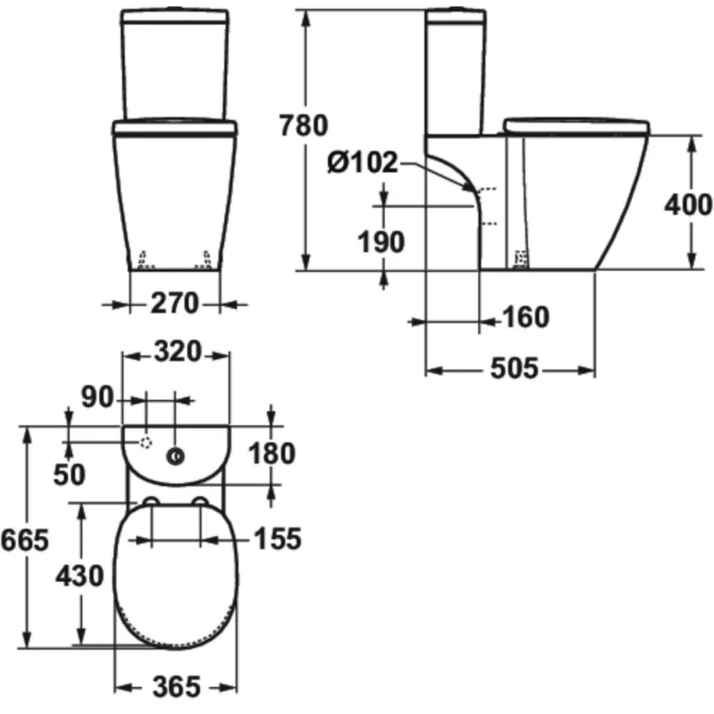 Rezervor Arc 6, alimentare de jos, DualFlush, alb