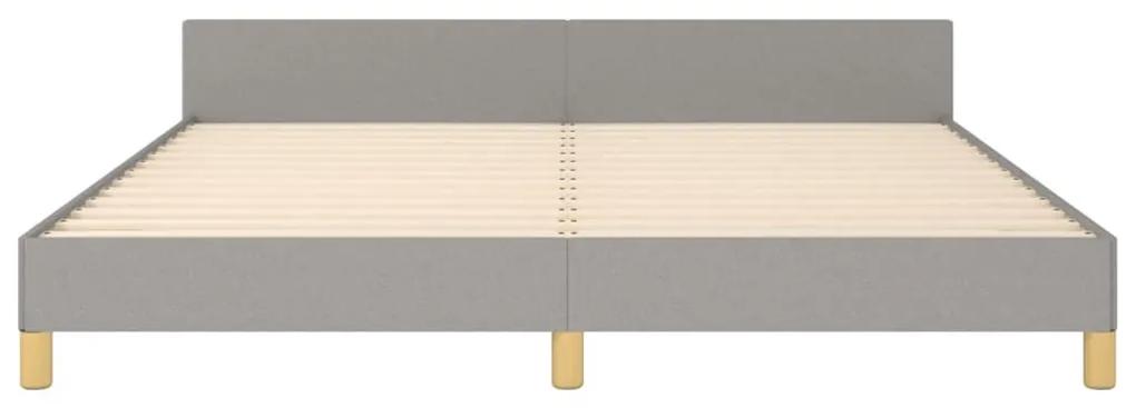 Cadru de pat cu tablie, gri deschis, 180x200 cm, textil Gri deschis, 180 x 200 cm, Benzi orizontale