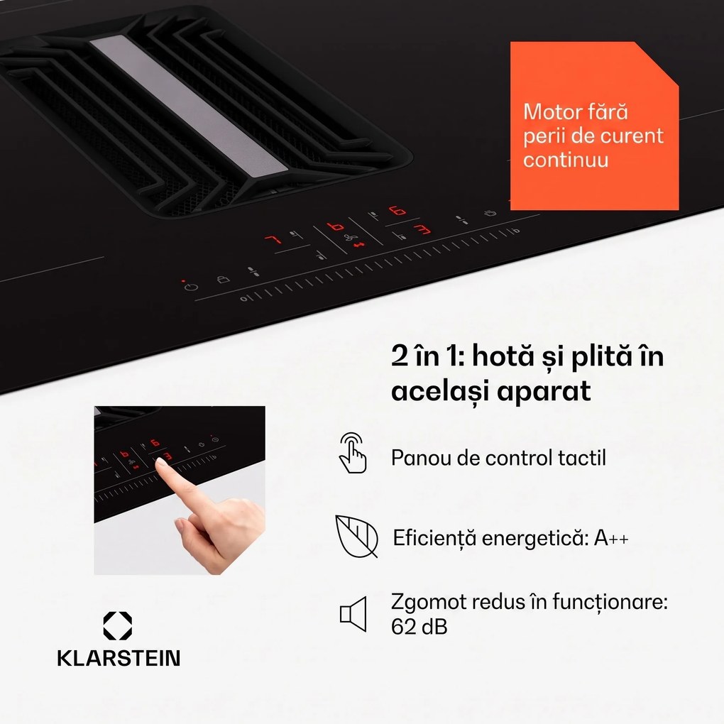 Klarstein Cuptor cu inducție AirJet 90 Down Air System + DownAir-digestor, 754 m³/h, A