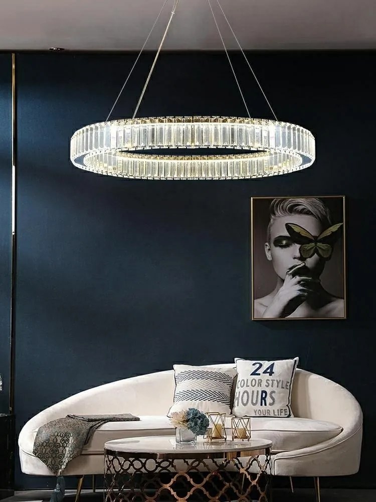 Lustra suspendata LED design ambiental Ring auriu 100cm