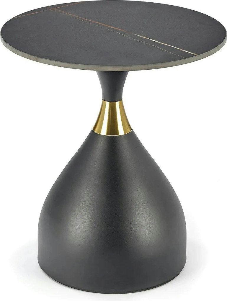 Masuta de cafea metal/ceramica SCALITA, negru cu efect de marmura/auri