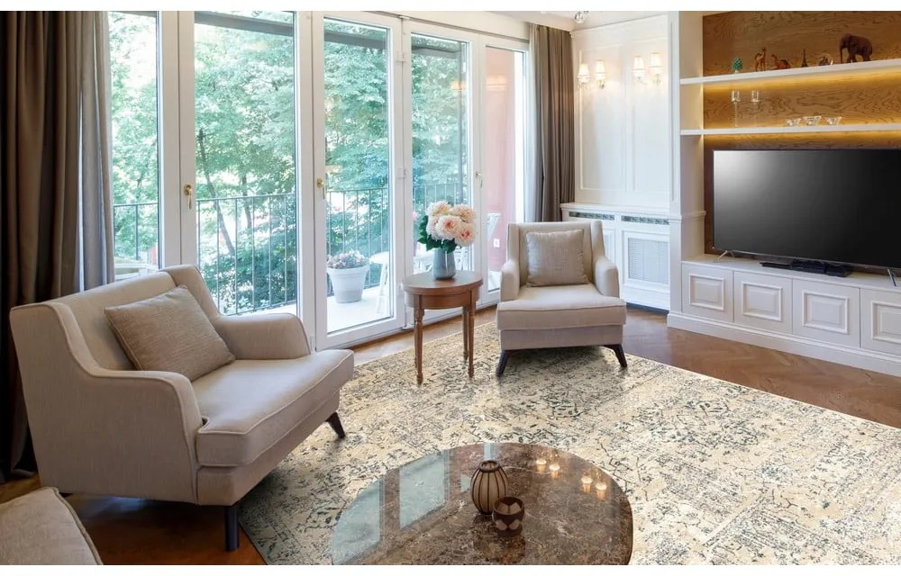 Covor bej din lână 133x180 cm Medley – Agnella