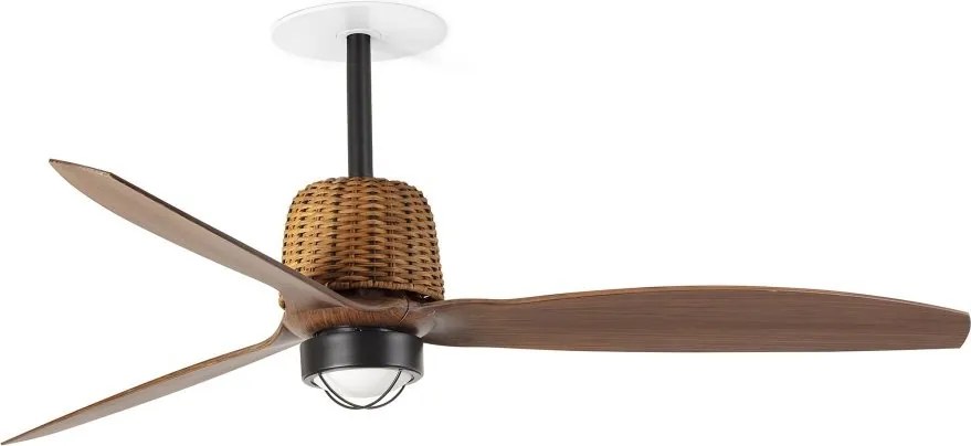 Lustra LED cu Ventilator incastrat tavan cu telecomanda WEAVER M Black/walnut