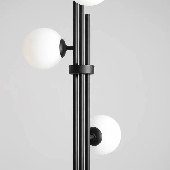 Lampadar modern negru liniar din metal cu globuri Harmony
