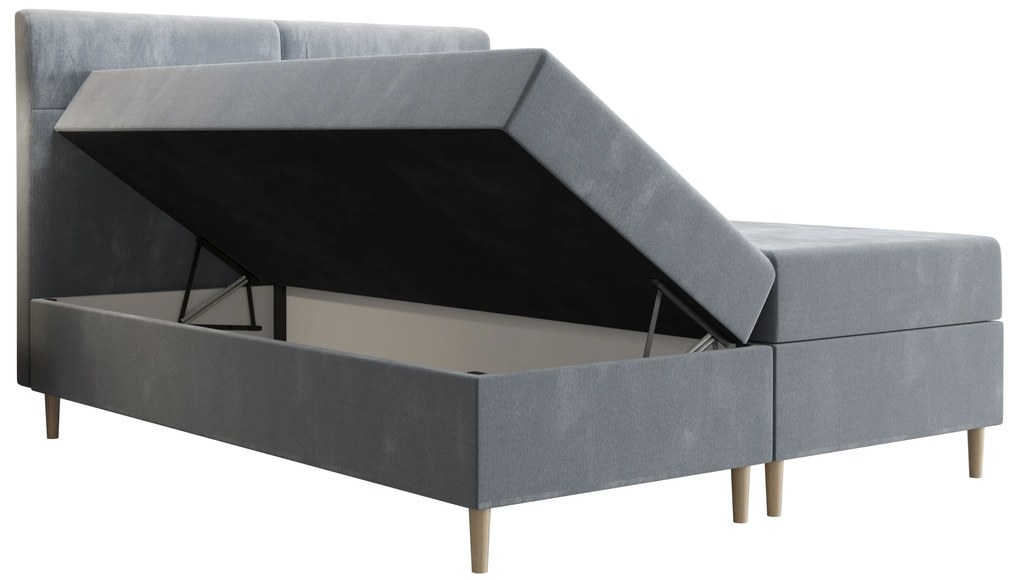 Pat matrimonial Boxspring 160 cm Saruta (negru) ( cu saltea și sp. depozitare). 1047358