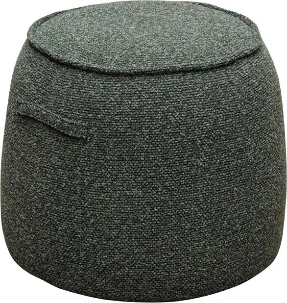 Puf rotund din stofă, verde, cu două mânere laterale, 50 x Ø 48 cm, „Mona”