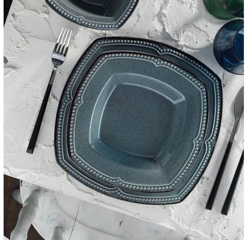 Set veselă 24 piese din porțelan, albastru