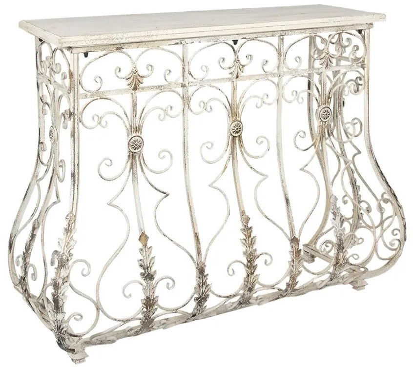 Consola metalica, cu blat din lemn, aspect vintage, Fleurique