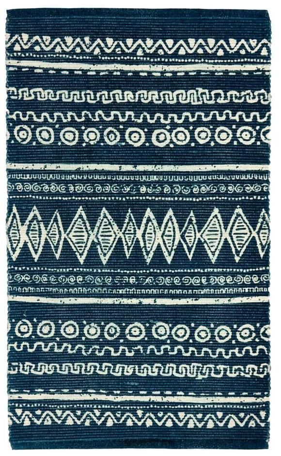 Covor din bumbac Webtappeti Ethnic, 55 x 180 cm, albastru-alb