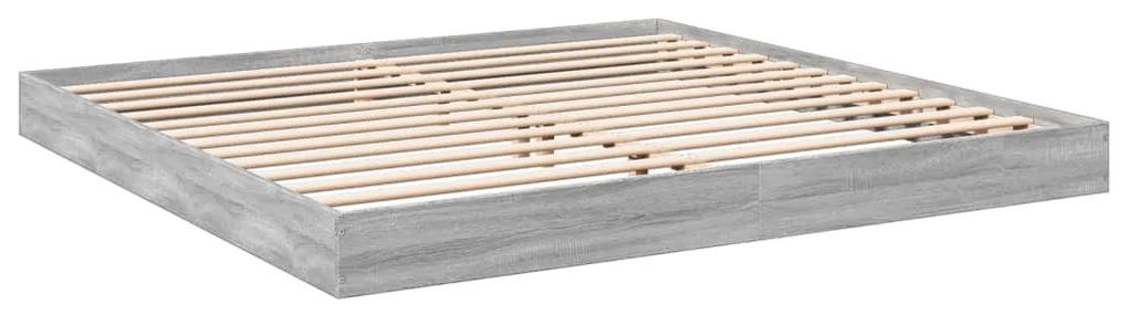 841998 vidaXL Cadru de pat, gri sonoma, 200x200 cm, lemn prelucrat