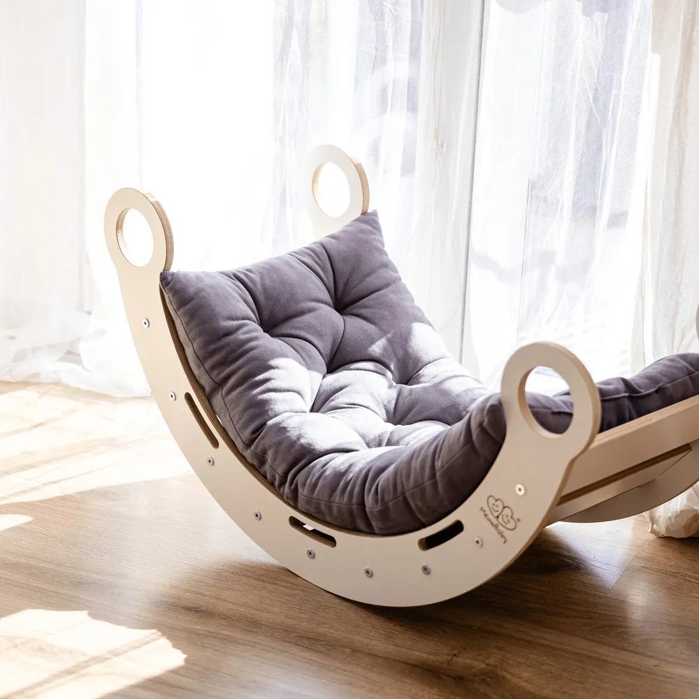 Leagăn gri/în culoare naturală din lemn de pin 39x75x38 cm Montessori – Meowbaby