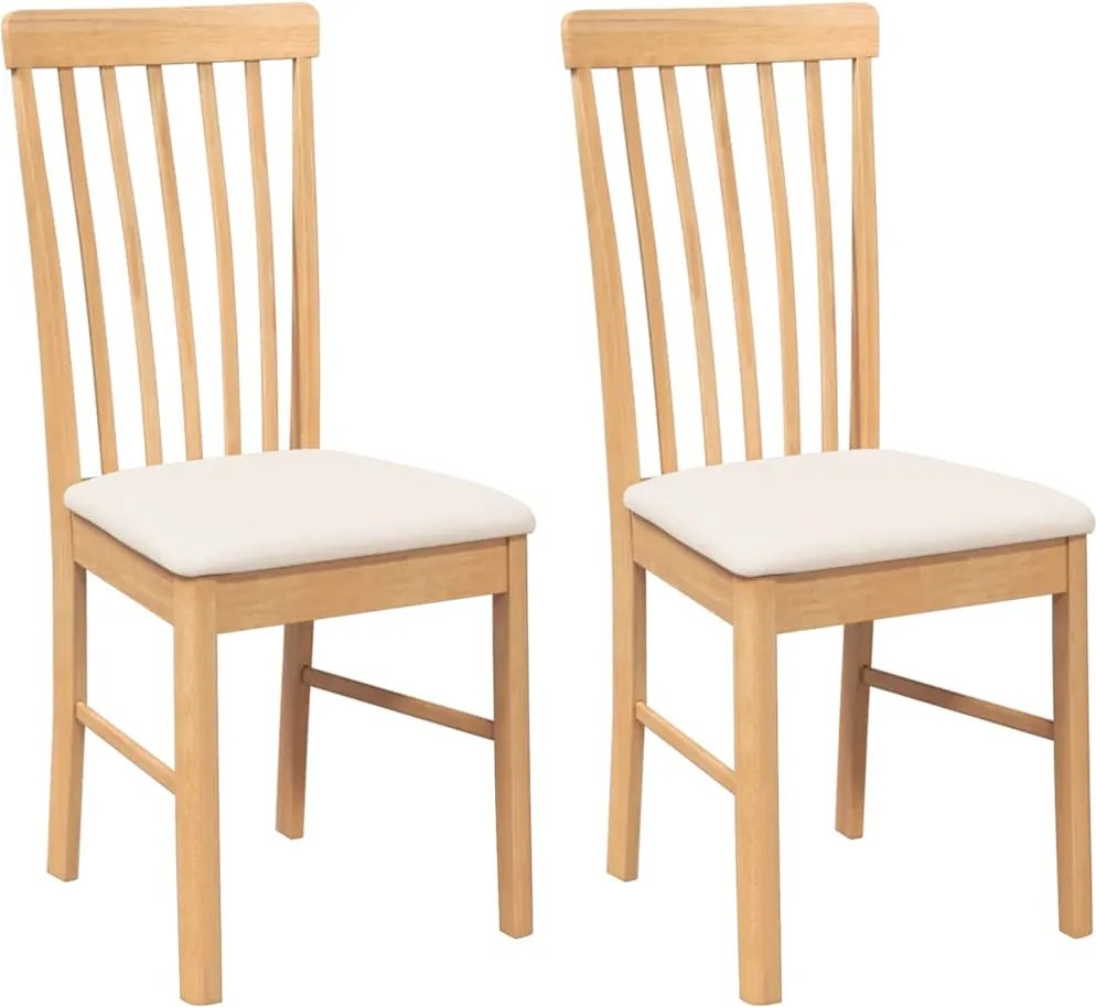 vidaXL Scaune de sufragerie cu perne 2 buc din cauciuc din lemn masiv