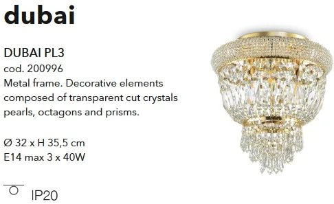 Plafoniera eleganta design clasic DUBAI PL3 OTTONE 200996