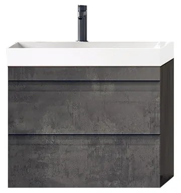 Set mobilier și lavoar suspendat, Kolpasan, Naomi, cu 2 sertare, 50 cm, dark concrete