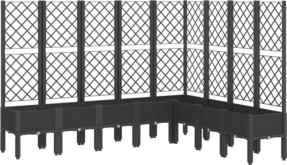vidaXL Jardinieră de grădină cu spalier, negru, 200x160x142 cm, PP