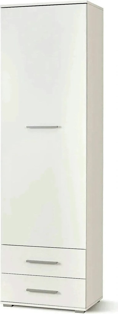 Dulap LIMA REG1, alb, PAL laminat, cu o usa si 2 sertare, 60x40x200 cm