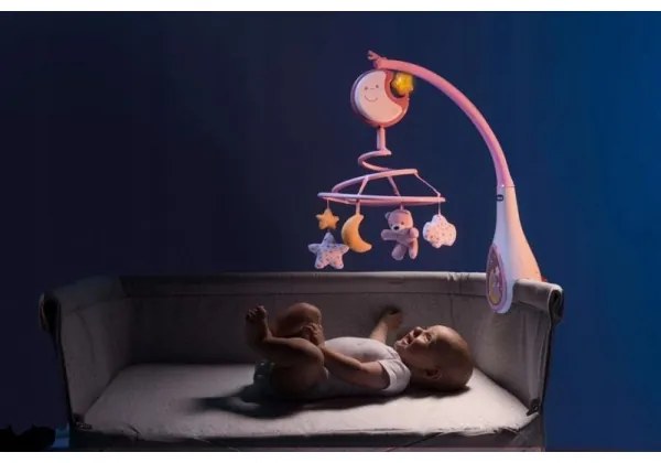 Carusel pentru pătuț cu sunete 3 în 1 NEXT2DREAMS 3xAA roz Chicco