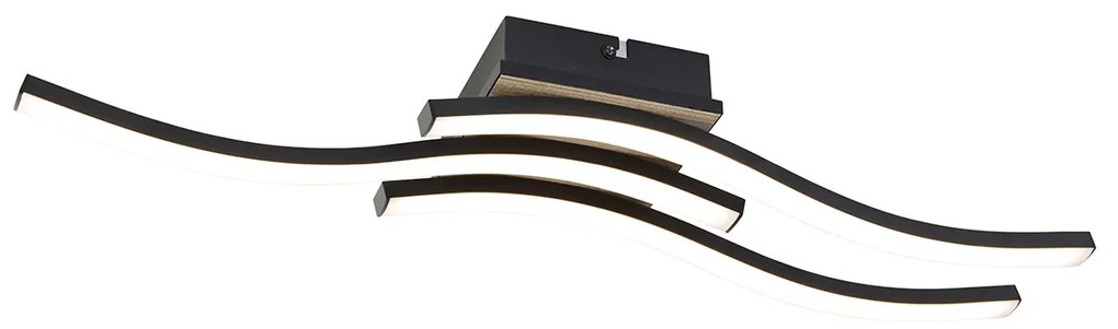 Plafoniera de design neagră cu lemn incluzând LED 3 lumini - Vanesa
