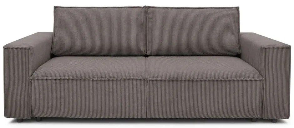 Canapea taupe extensibilă cu tapițerie din catifea reiată 245 cm Nihad – Bobochic Paris