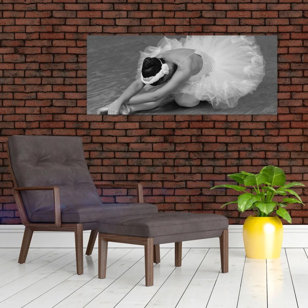 Tablou - Balerină, alb-negru (120x50 cm)