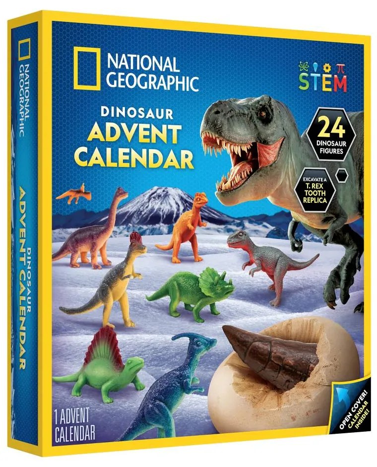 SET EDUCATIV CALENDAR DE CRACIUN DESCOPERA LUMEA PREISTORICA A DINOZAURILOR CU 24 DE SURPRIZE - NATIONAL GEOGRAPHIC (NG22862)