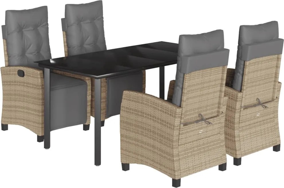 vidaXL Set mobilier pentru grădină, 5 piese, cu perne, bej, poliratan