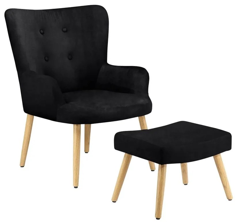 Fotoliu negru cu tapițerie din catifea Coco - Støraa