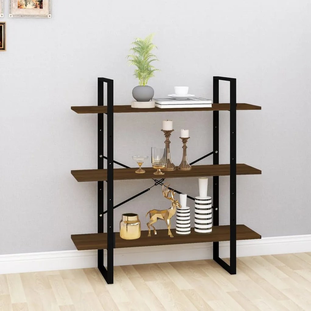 Biblioteca, stejar maro, 100x30x105 cm, lemn prelucrat
