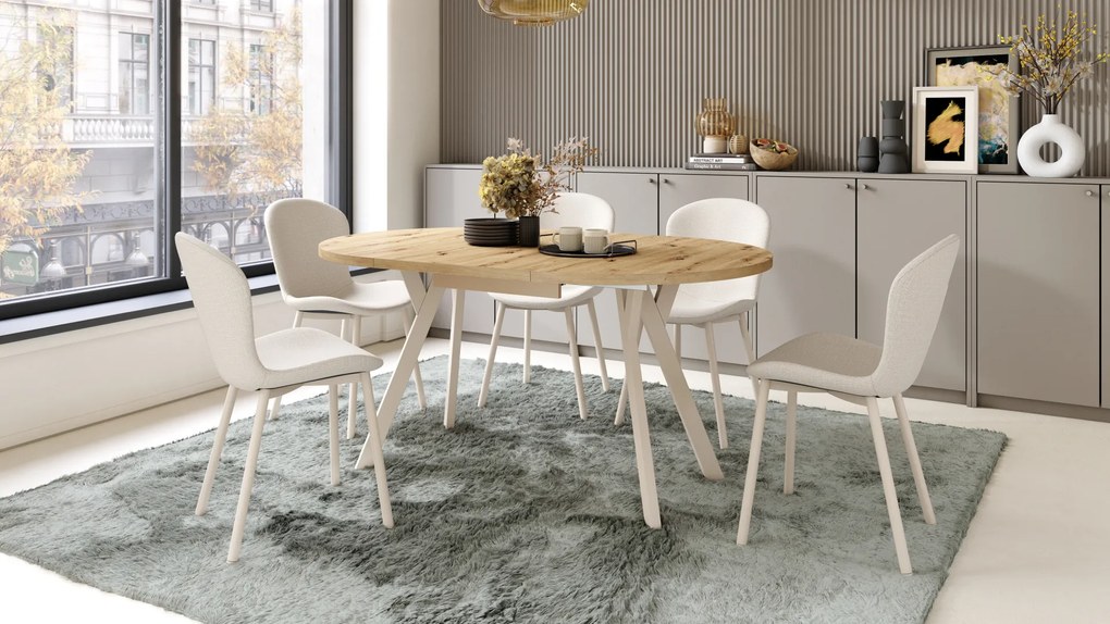 MAZZONI EXPORT FIORA Bej (material Basel 24)/cadru bej - SCAUN MODERN TAPIȚAT PENTRU SALON/SUFRAGERIE LOFT