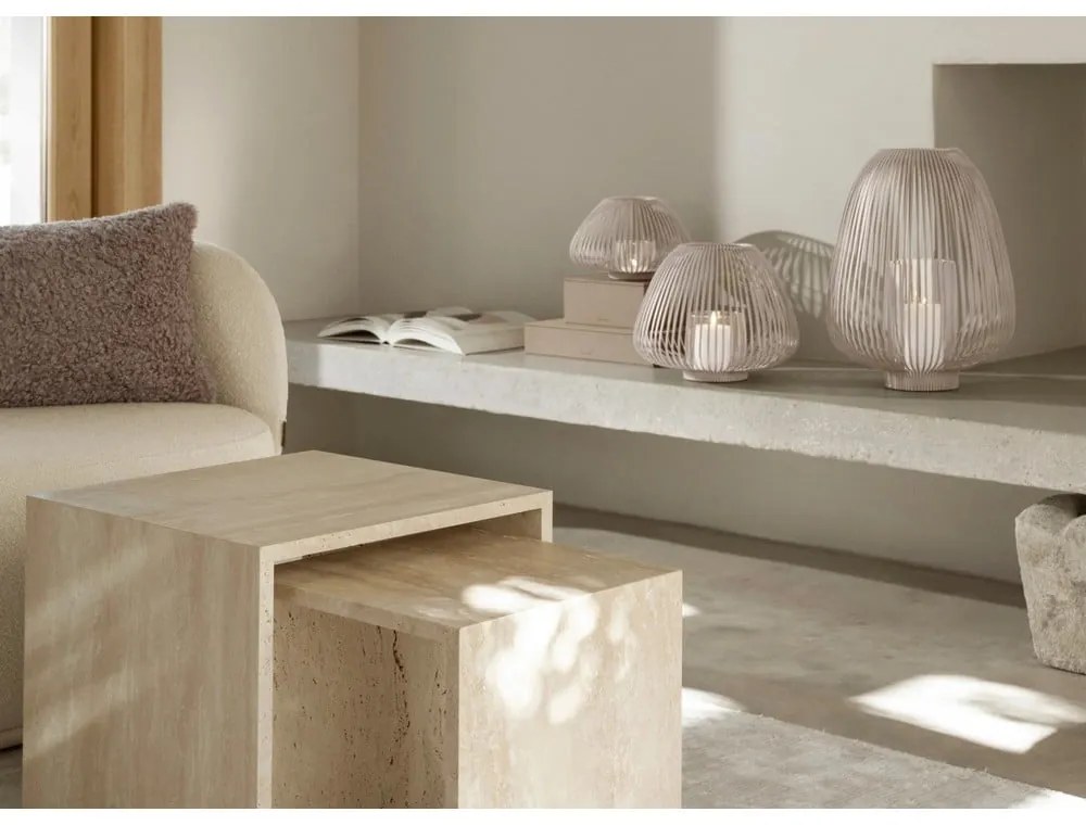 Cutii de depozitare bej 2 buc. din piele artificială cu capac 40x30x11 cm Sahla – Blomus