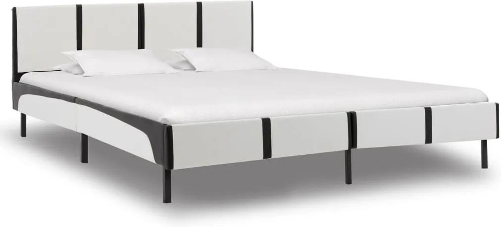 Cadru de pat, alb si negru, 180 x 200 cm, piele ecologica