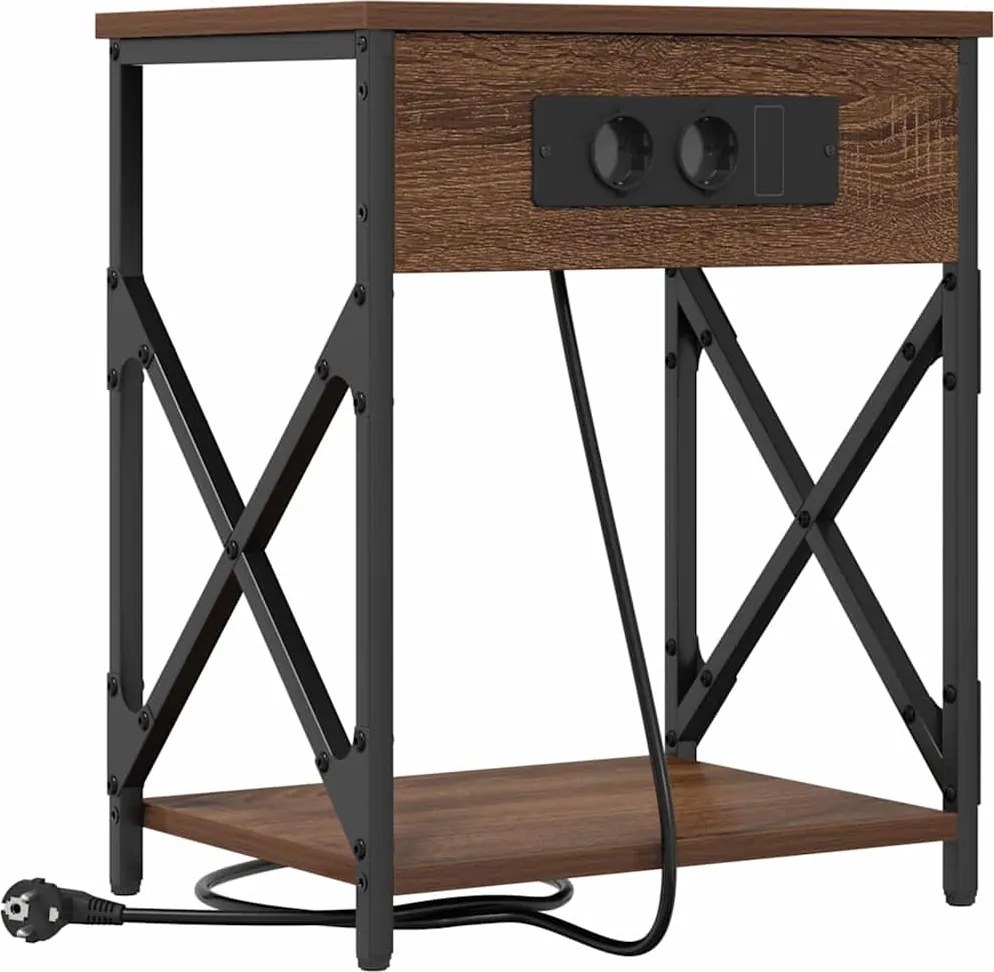 vidaXL Dulap de noapte Stejar închis 41 x 31 x 51 cm Lemn compozit