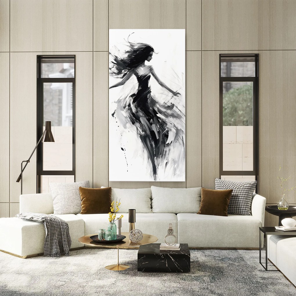 Tablou Canvas, 100x200cm, Dormitor si Living, Femei, Siluete, Black Ink Woman