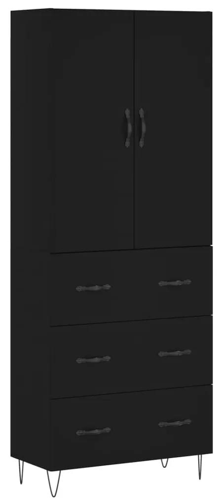 3198082 vidaXL Dulap înalt, negru, 69,5x34x180 cm, lemn compozit