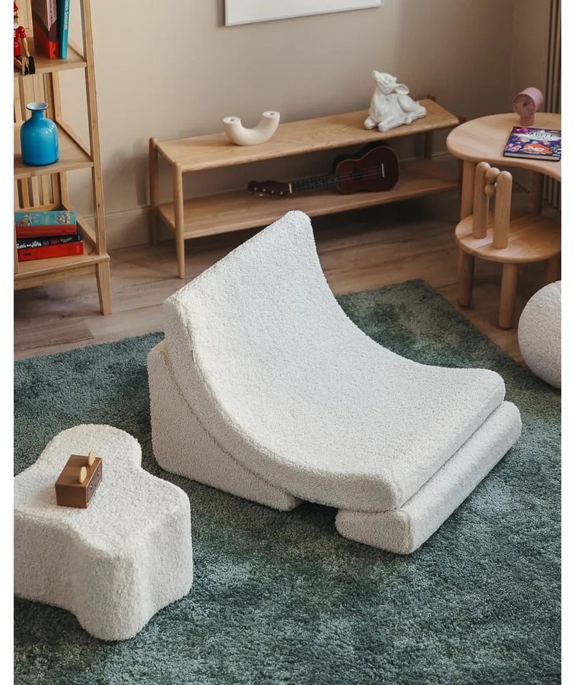 Fotoliu de copii crem cu tapițerie din țesătură bouclé Moon – Wigiwama