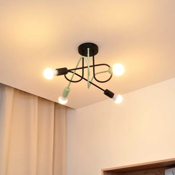 Lustră aplicată OXFORD 4xE27/15W/230V negru/verde