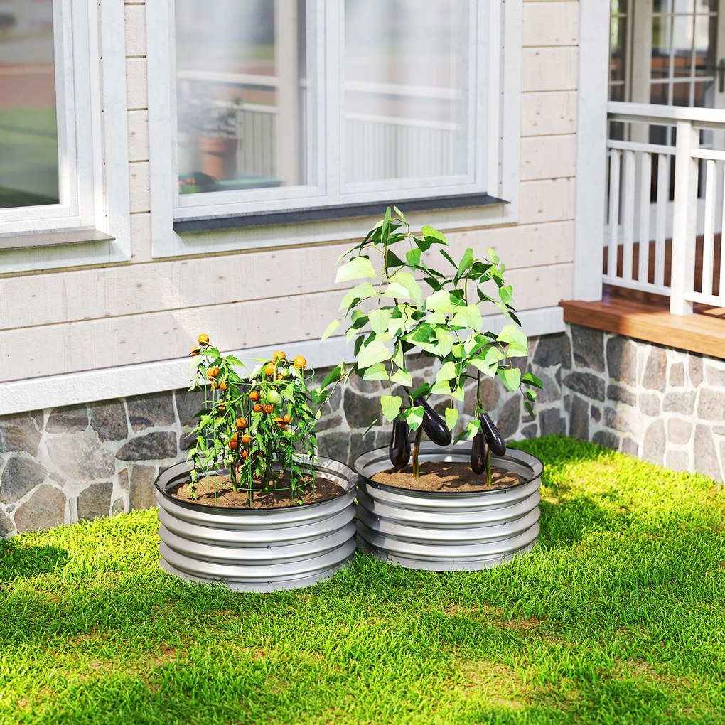 Outsunny Set 2 Paturi Înălțate de Gradină, Jardiniere Exterior cu Margine Protecție, Ideal pentru Flori și Legume, Design Ergonomic | Aosom Romania