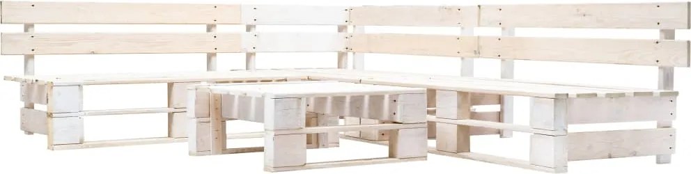 vidaXL Set mobilier de grădină din paleți, 4 piese, alb, lemn