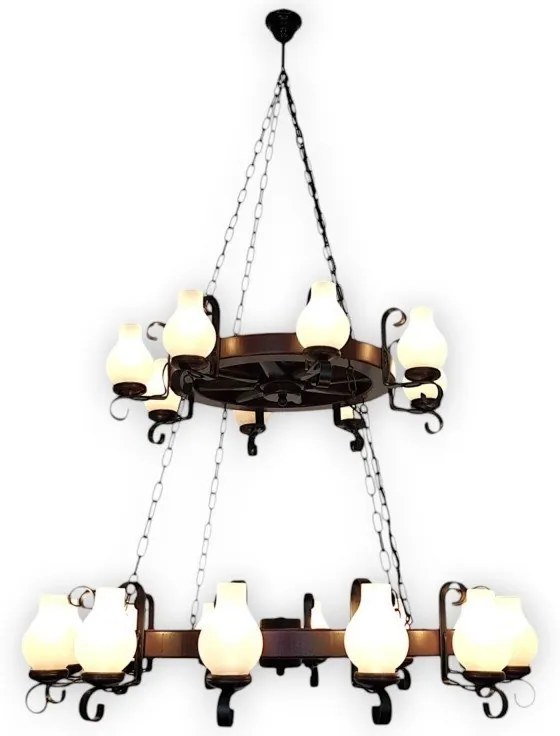 Candelabru rustic fabricat manual din lemn Roata 20L
