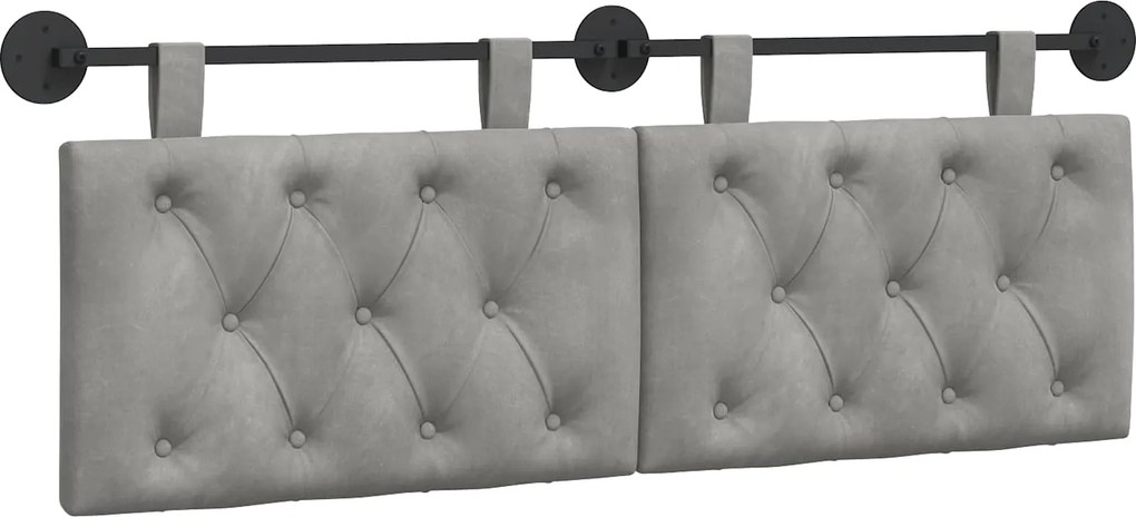 vidaXL Cap de pat suspendat Gri deschis 130 x 55 x 7 cm Catifea