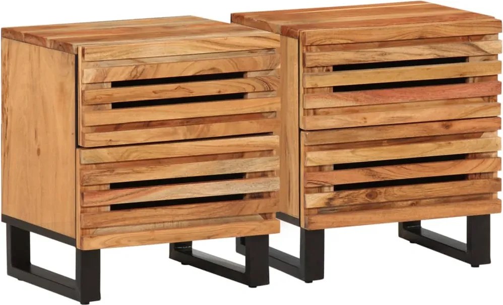 vidaXL Noptiere, 2 buc., 40x34x46 cm, lemn masiv de acacia