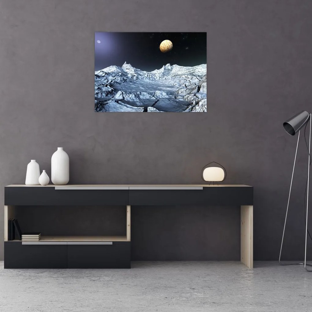 Tablou pe sticlă cu sat (70x50 cm)