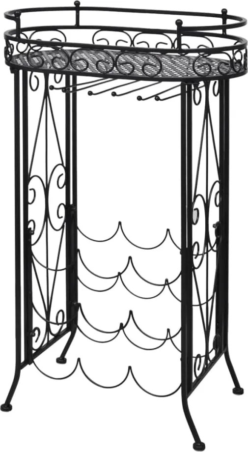 vidaXL Suport sticle de vin pentru 9 sticle, cu suport pahar, metal