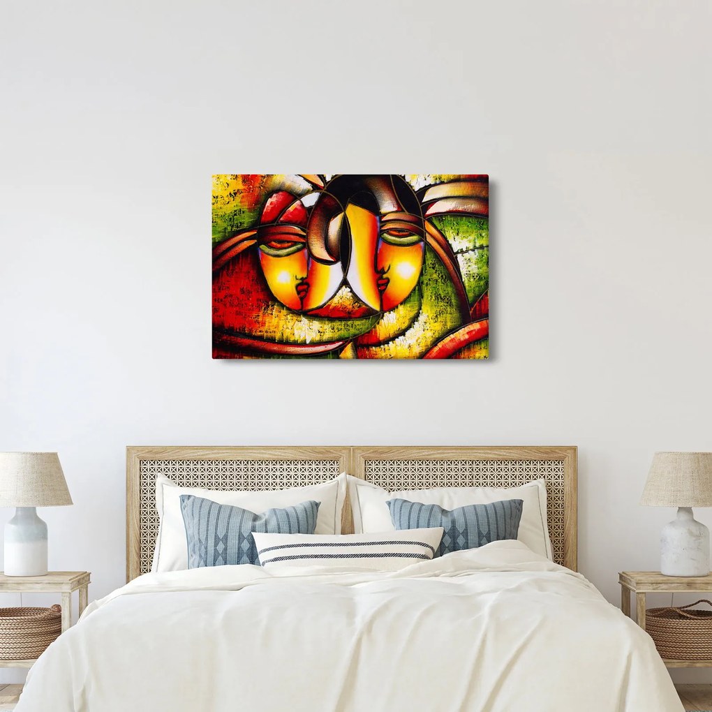 Tablou - Pictură în ulei, chipuri abstracte (90x60 cm)
