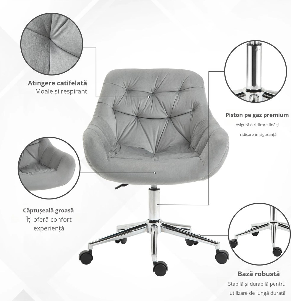 Vinsetto scaun ergonomic de birou, 59x58x80-90 cm, gri | Aosom Romania